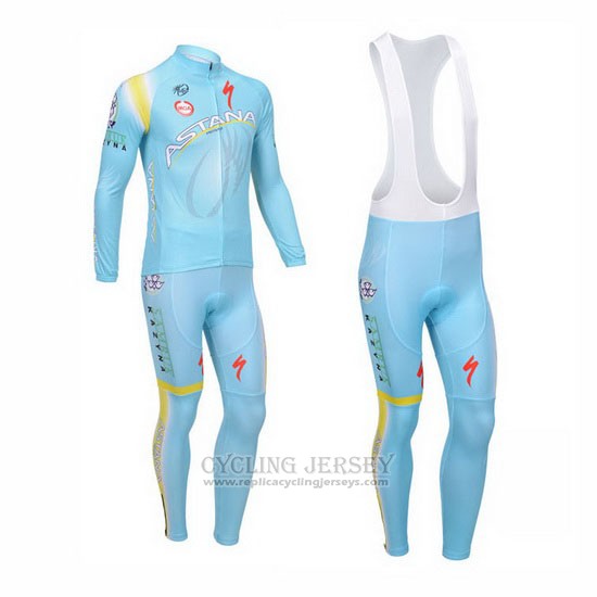 2013 Cycling Jersey Astana Light Blue Long Sleeve and Bib Tight